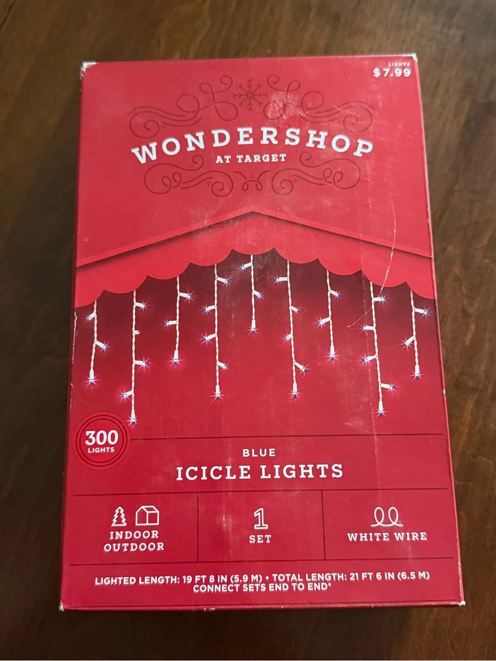 Target Wondershop Blue Icicle Christmas Lights 300 Count 21.5 Ft Indoor Outdoor